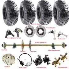 44" Go Kart Rear Live Axle Kit Brake Steering Tie Rod 10" Wheels ATV Golf Cart