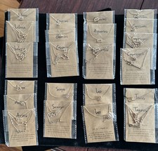 22 Zodiac Sign Choker Necklace Horoscope Yellow Gold tone rhinestone new