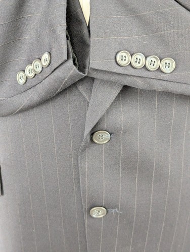 VINTAGE Stafford Executive Wool Suit Mens 43R Jacket 38x30 Pants Blue Pinstripe - Picture 3 of 21