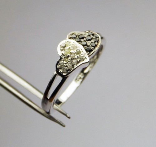 0.23 ct natural multi color raw uncut diamond 925 sterling silver fine ring nr - Foto 4 di 4