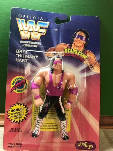 WWF WWE Wrestling Figure NIB JusToys Bend-Ems Bret...
