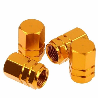 4pcs Universal Tire Wheel Dust Caps Air Stem Valve Gold For Car Truck Van Sport