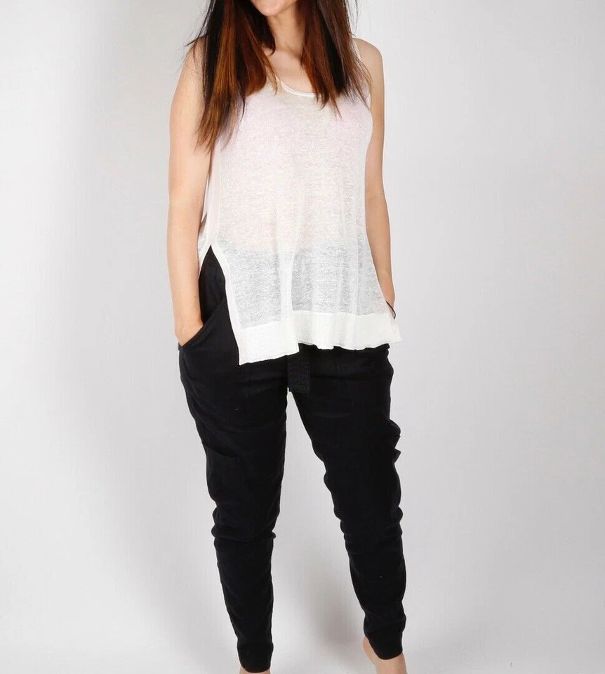 Blusa DUFFY Off White Lino Tejido Sin Mangas Transparente Talla XS Foto 2 de 4