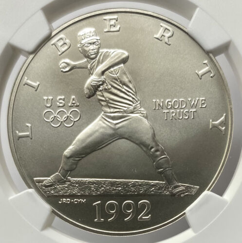1992-D Olympics Baseball Commemorative Silver Dollar NGC MS-70 - Picture 3 of 4