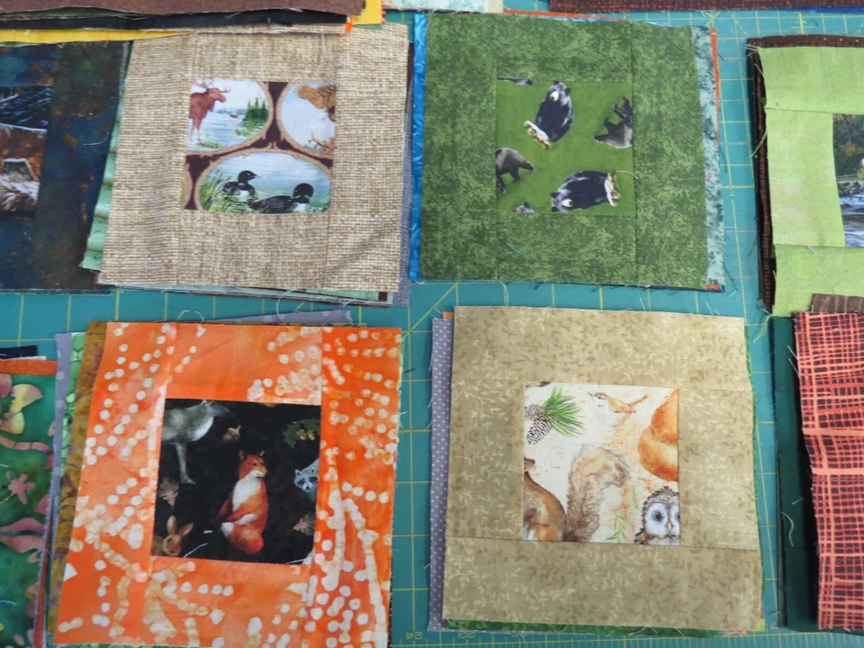 Bloques de edredón precosidos Wildlife 96 multicolor 3 tamaños de bloque tela nueva tamaño doble Foto 3 de 4