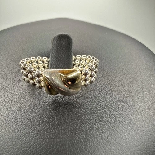 VTG MILOR ITALY 925 Sterling Silver Vermeil Link Chain Ring. Size 8.25 Grams 4