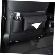 Car Kick Mats Back Seat Protector with Organizer, Multifunctional PU Black 1PC