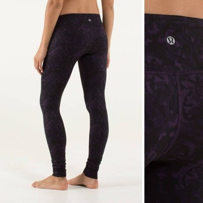 Lululemon Wunder Under Pant Beautiful Baroque Deep Zinfandel purple wine size 4