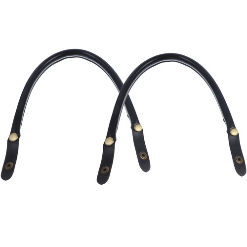 2pcs Handbag Handles PU Handles Strap for Women Handbag (Black)