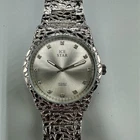 Ice Star Watch Men Silver Tone Nugget 43MM Round New Battery 8.5 Inch