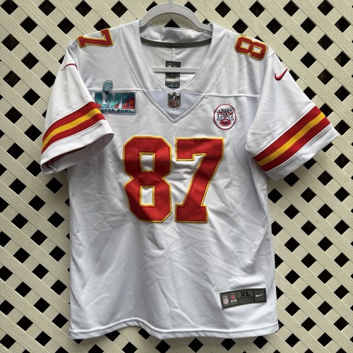 Travis Kelce #87 Kansas City Chiefs 2024 Super Bowl LVIII Youth XL Jersey White