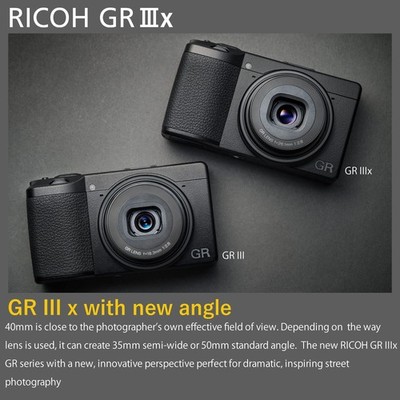 Ricoh GR IIIx Compact Digital Camera - Black (26.1mm f/2.8 GR Lens