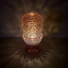 Vintage Fenton Art Glass Pink / Iridescent Candle Holder Diamond Pattern
