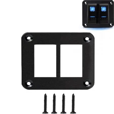 Switch Panel 2 Gang Rocker Toggle Switch Aluminum Housing Bracket for Car