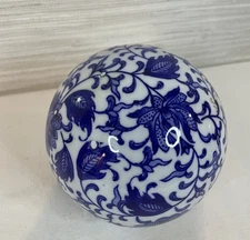 Blue and white porcelain orb decor ball Chinoiserie cottage core bowl filler
