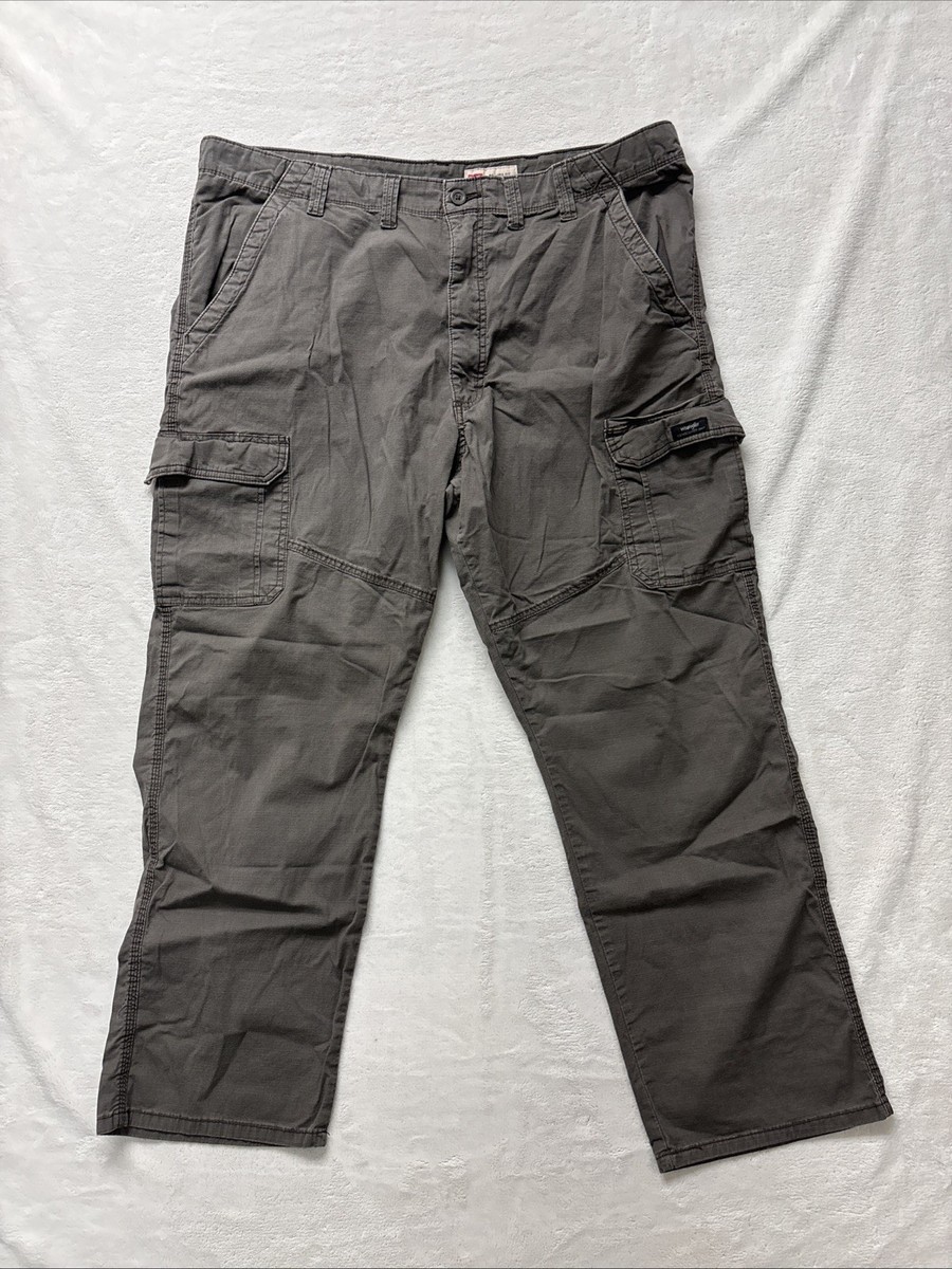 Wrangler Mens 44x30 Relaxed Fit Cargo Rip Stop Work Pants Gray