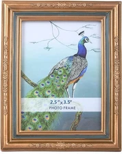 SIKOO 2.5x3.5 Vintage picture frames Small Picture 2.5 x 3.5, Bronze and Blue 