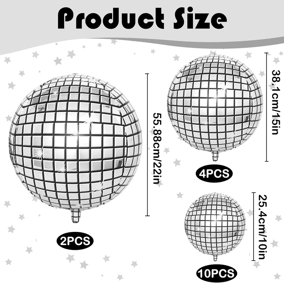 Palloncini Disco,16 Pezzi Palloncini Di Alluminio Da Discoteca,Palloncini Foil,  - Immagine 2 di 4