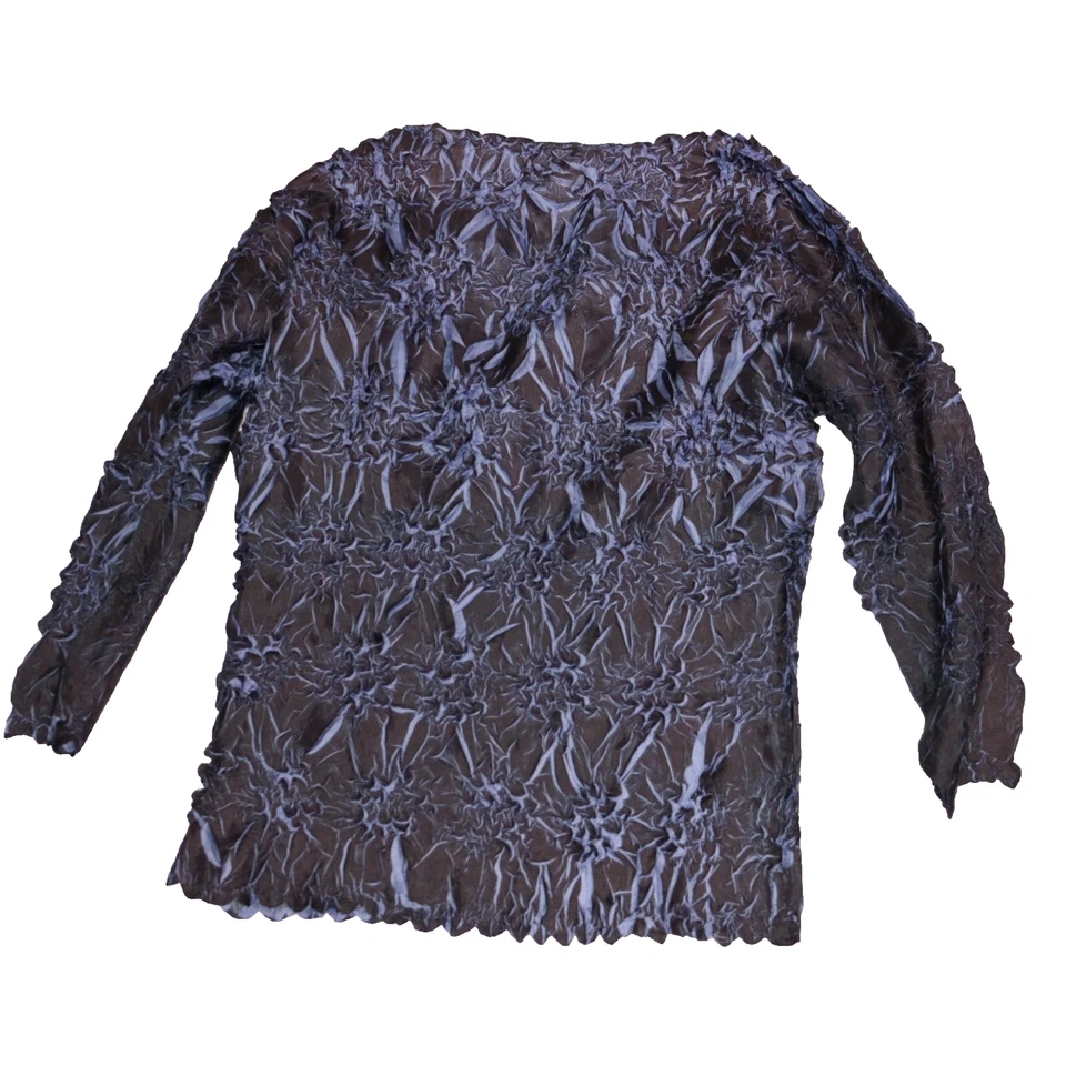 Origami Magic Bufanda Top Pullover Texturizado Elastizado Cuello Redondo Manga 3/4 Blusa Foto 3 de 4