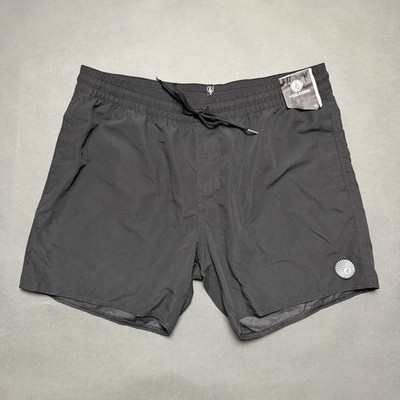 Volcom Lido Solid Trunk 16 Elasticated Boardshorts Black Mens XL