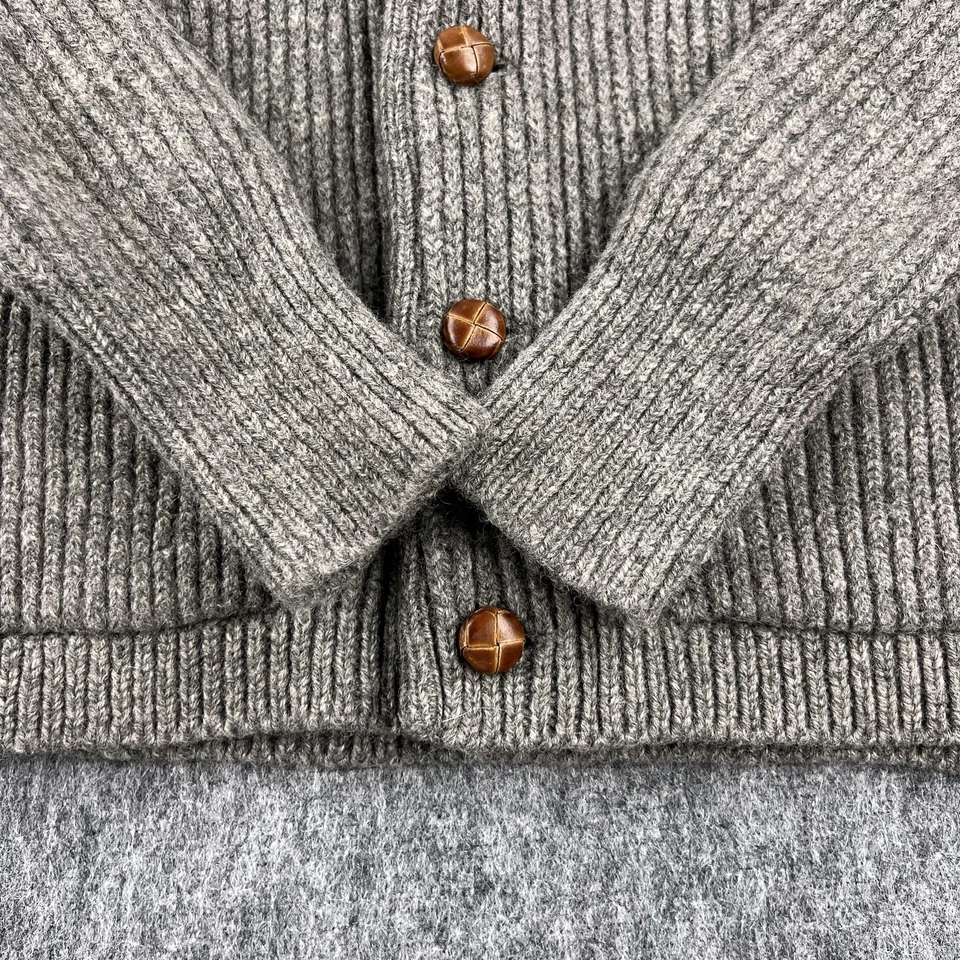 Vintage Pringle Of Scotland Sweater Mens Large Gray Shawl Cardigan Wool 80s - Image 4 of 4