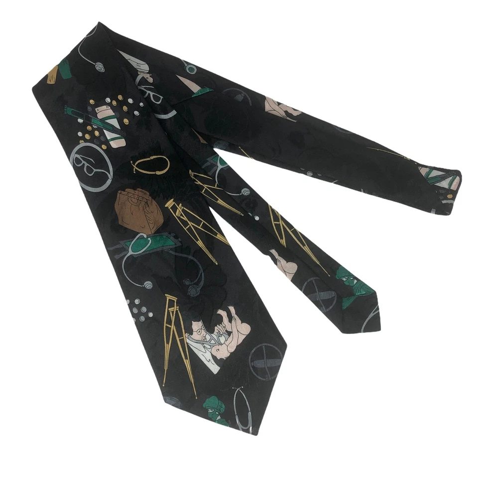 Corbata puntiaguda Designs by A Rogers negra profesional médica pediatra médico médico Foto 3 de 4