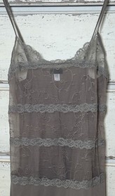La Perla Lace Sheer Chemise Slip Lingerie Stretch Nylon Spandex Taupe Italy