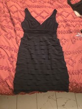 S.L. Fashions Women's Black Tiered Ruffle Sleeveless VNeck Cocktail Dress Size 6