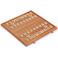 Yellow Mountain Imports Folding Wooden Shogi Set with Traditional Koma Pieces...