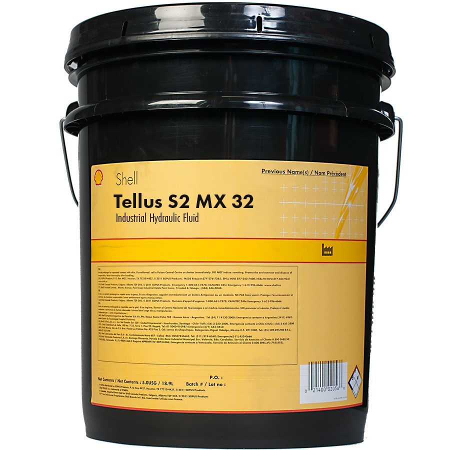 Shell Tellus S2 MX 32 Hydraulic Oil Fluid, 1 - 5 Gallon Pail