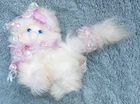 Vintage 1991 MATTEL 4 inch HONEY KITTY CAT WHITE fur fluffy plush