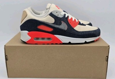 Size 9.5 - Denham x Nike Air Max 90 Infrared [CU1646-400] New With Box