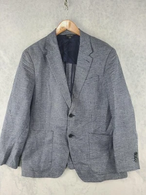 Banana Republic Blazer Mens 42S Blue Check Linen Cotton Slim Fit Sport Coat - Image 1 of 4