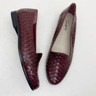 Trotters Liz Woven Leather Loafers Burgundy Wine Slip On Flats Womens 8.5W Wide