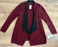 Cashmere Charter Club Luxury Dark Red 100 Cashmere Open Front Cardigan Size M
