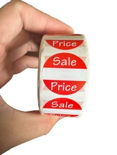 500 Pcs 1 Inch Retail Yard Sale Price Tag Red And White Sticker Roll Price Tags
