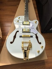 White Falcon Hollow Body Jazz Electric Guitar Gold Hardware 6Strings Maple Body