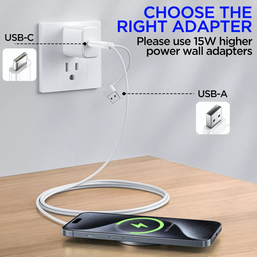MagSafe Wireless Charger Pad for iPhone 16 15 14 13 12 Pro Max USB-C Fast 30W. - Imagen 10 de 12