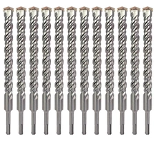 12Pcs 1" x 10" SDS Plus Drill Bit Carbide Tip Drill Bit for Masonry Stone Rock