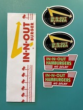 4 IN-N-OUT BURGER STICKERS AND 1 PAPER HAT SET