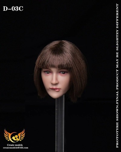 Createmodels 1:6 D-03C Girl Head Sculpt Carving 12'' Female Soldier Head Model - Picture 6 of 6