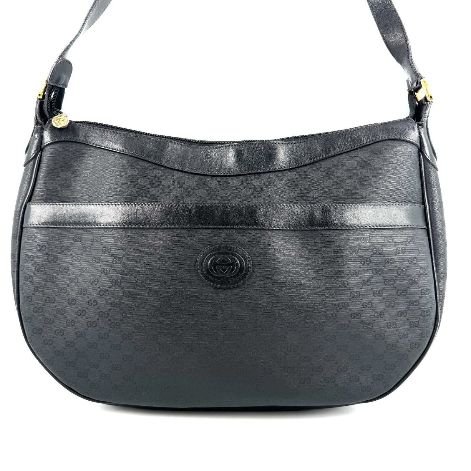 Sac bandoulière GUCCI GG Supreme PVC cuir noir authentique 186