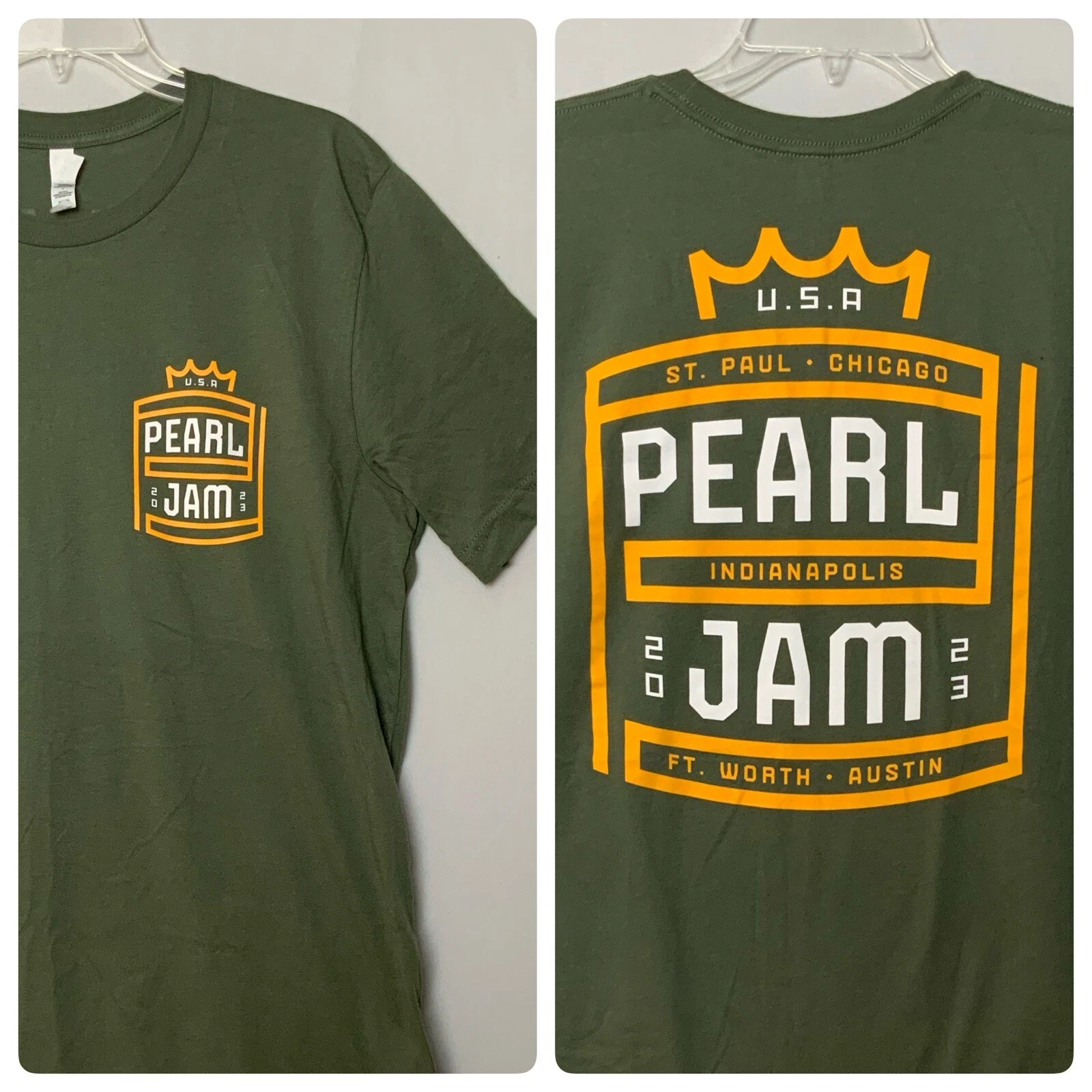 New Pearl Jam 2023 Gigaton US Tour Official Concert T-Shirt Green Sz Medium - Picture 1 of 4