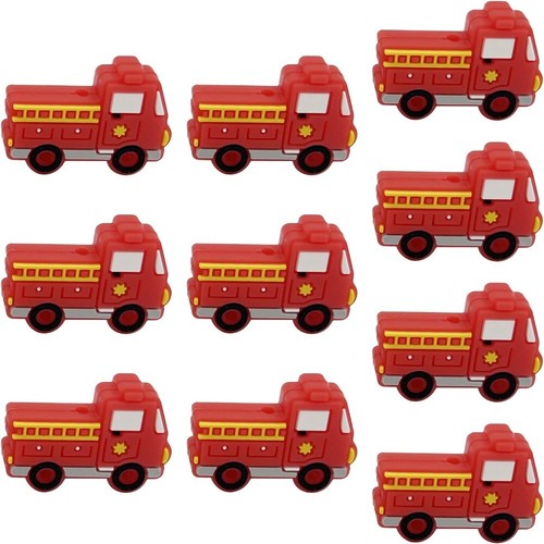 Flat Silicone Car Beads Fire Truck Shaped Fire Truck Beads DIY Craft