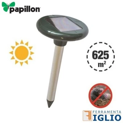 PAPILLON Repellente ad ultrasuoni per Talpe Roditori Scacciatalpe 625 mq a Energia Solare