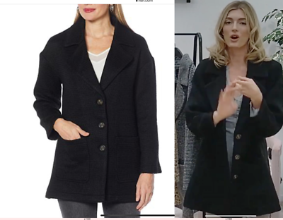 NEW Avec Les Filles Swing Coatigan COAT JACKET BLACK PLUS SZ 2X