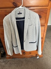 Tommy Hilfiger Gray 1 Button Cotton Blend Blazer Women's Size 12 NWT