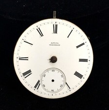 A.W.Co Waltham Size 18s Pocket Watch White Porcelain Roman Dial  Upper Plate