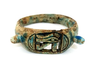 Eye-Of-Horus-Ra-Bracelet-Bangle-Egyptian-Antique-Pendant-Glazed-Blue-Faience