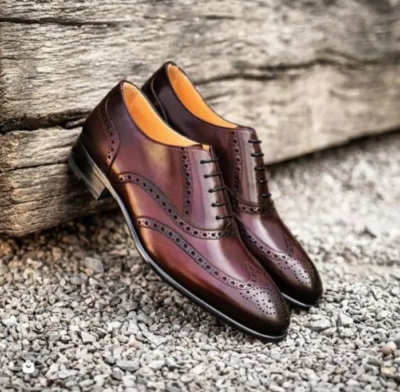 New Handmade Men's Burgundy Leather Oxford Lace Up Wingtip Brogue Dress  Shoe Men | eBay